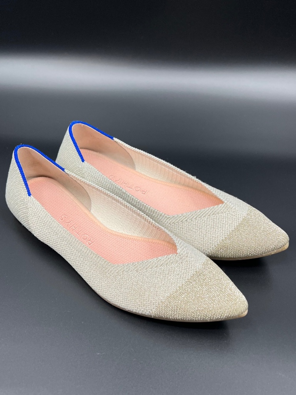 Rothy's Women's Size 7 The Point Diamond Metallic Colorway Flats EUC 002-299